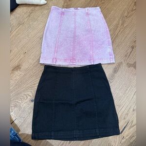 FREE PEOPLE‎ Denim Mini Skirts -Set of 2 Pink & Black